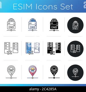 Virtual networking icons set Stock Vector