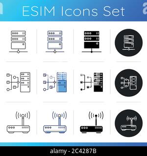 Proxy server icons set Stock Vector