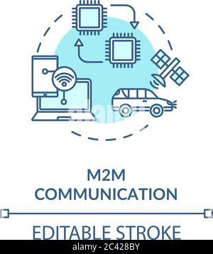 M2M communication turquoise concept icon Stock Vector
