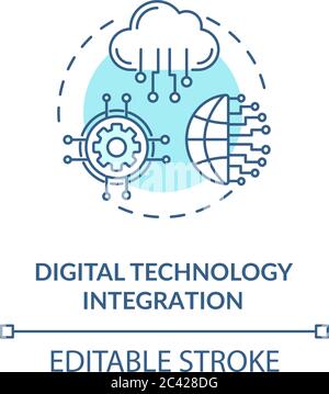 Digital technology integration turquoise concept icon Stock Vector