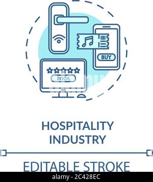Hospitality industry turquoise concept icon Stock Vector