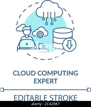 Cloud computing expert turquoise concept icon Stock Vector