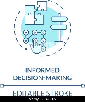 Informed decision making turquoise concept icon Stock Vector