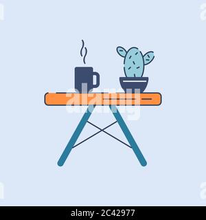 Small coffee table semi flat RGB color vector illustration Stock Vector