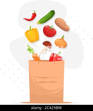 Grocery semi flat RGB color vector illustration Stock Vector