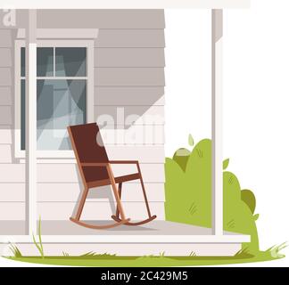 Patio with armchair semi flat RGB color vector illustration Stock Vector