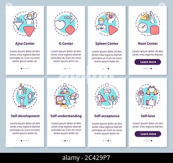 Human design onboarding mobile app page screen with concepts Stock Vector