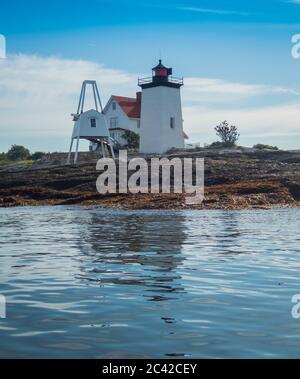 Hendricks Head Lighthouse by kayak, Southport, Maine Stock Photo