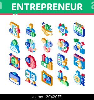 Entrepreneur Business Isometric Icons Set Vector Stock Vector