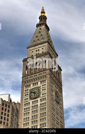 New York City, New York - June 11, 2020: Metropolitan Life Insurance Company Tower by Madison Square Park in New York City.