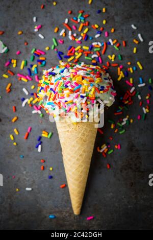 Mint chocolate chip ice cream Stock Photo
