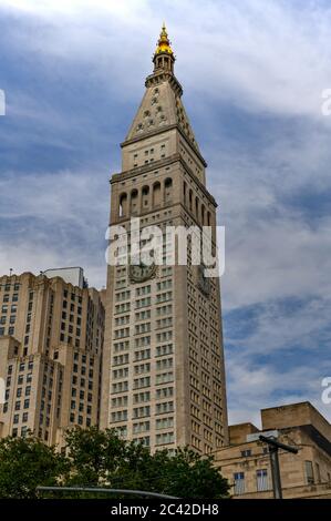 New York City, New York - June 11, 2020: Metropolitan Life Insurance Company Tower by Madison Square Park in New York City.