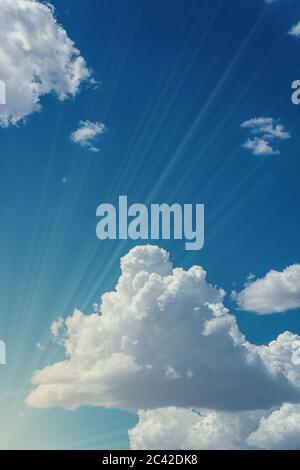 blue sky with clouds and sun lights
