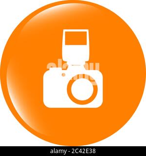 photo camera web icon, button isolated on white Stock Photo