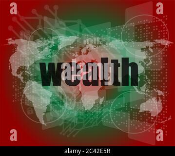 wealth word on digital touch screen interface Stock Photo