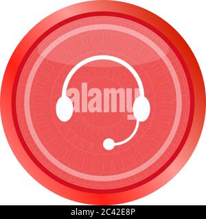 Headphones icon on round web internet button isolated on white Stock Photo