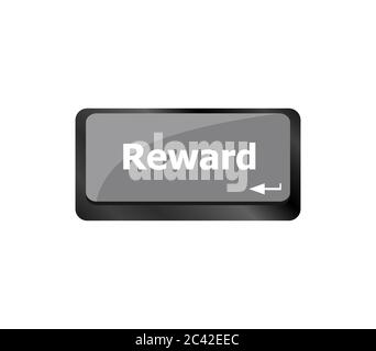 Reward word on keyboard keys showing payoff or roi Stock Photo