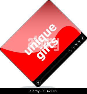 Video movie media player with unique gifts on it Stock Photo