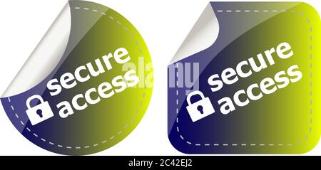 secure access with lock on stickers set isolated on white Stock Photo