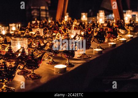 Antique Lamp Moroccan Oil Lamp With Seeds And Book Stock Photo Alamy