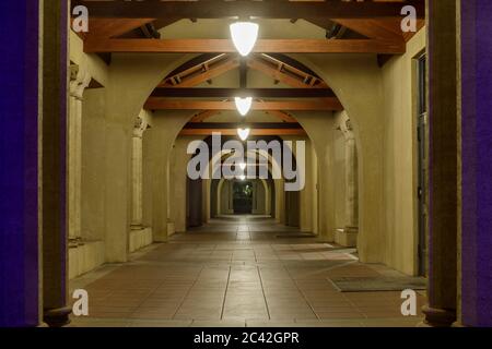 Empty Corridor at Stanford University Stock Photo