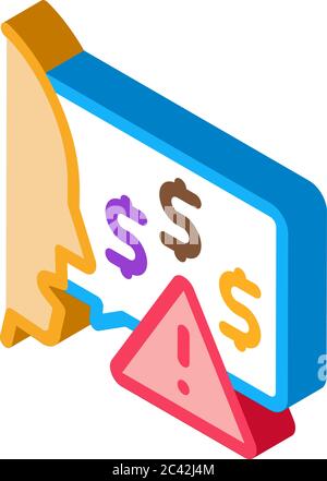 thought story man about monetary warnings isometric icon vector illustration Stock Vector