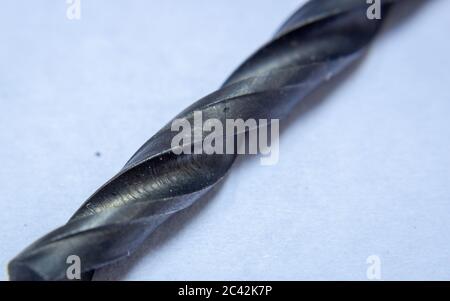 Close up on the cutting edge of a carbon drill, used in wood and soft materials Stock Photo