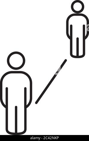 social distancing between two persons free form style icon design of ...