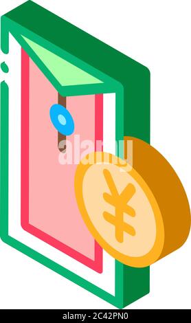 chinese thing for currency isometric icon vector illustration Stock Vector