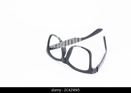Thick frame spectacle isolated on white Stock Photo