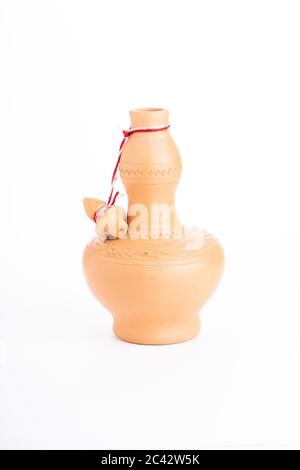 Labu Sayong isolated against white. This malay potteries is used to store water Stock Photo