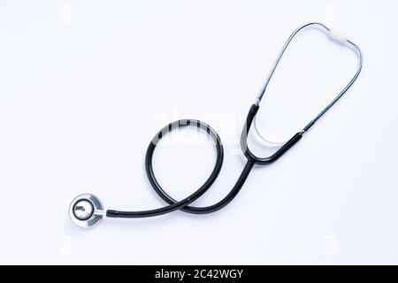 Black stethoscope isolated on white background Stock Photo