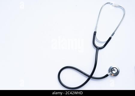 Black stethoscope isolated on white background Stock Photo