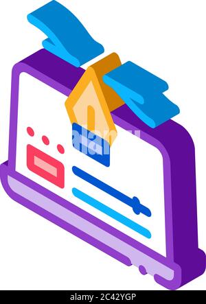 computer maker movie settings isometric icon vector illustration Stock Vector