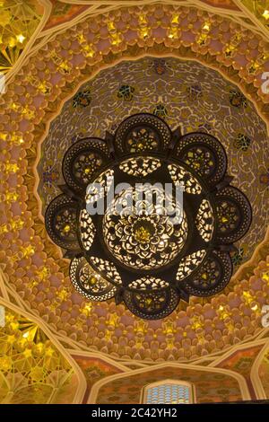 The luxurious ceiling and lamp in Galeria Perdana langkawi Malaysia. it is a museum created to showcase all the gifts received by Mahathir. Stock Photo