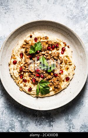 Hummus and Lamb Stock Photo