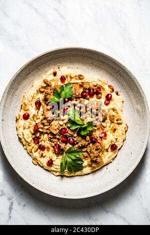 Hummus and Lamb Stock Photo