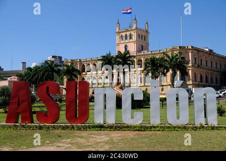 Paraguay Asuncion Palacio de Lopez president office and government panoramic view Stock Photo