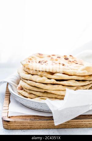 Stack of Six  Flatbreads on a plate Stock Photo