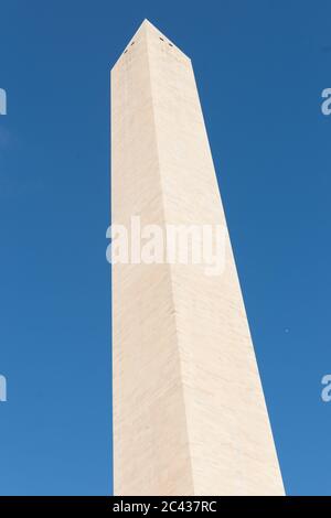 Washington Monument tall obelisk in National Mall Washington DC commemorating George Washington, USA. Stock Photo