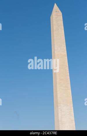 Washington Monument tall obelisk in National Mall Washington DC commorating George Washington, USA. Stock Photo