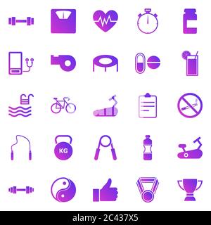 Fitness gradient icons on white background, stock vector Stock Vector