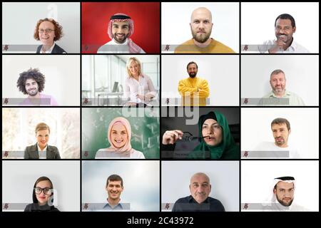 Video call between group of people Stock Photo