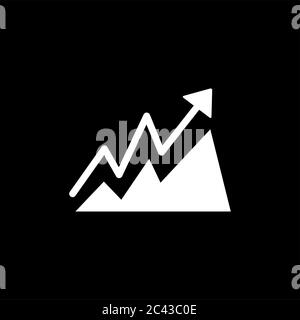 Growing Graph Icon On Black Background. Black Flat Style Vector ...