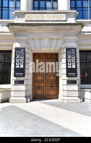 London, UK. 23rd June, 2020. The entrance of the Science Museum seen on the day British Prime Minister Boris Johnson announced museums & galleries can reopen in England starting July 4th as he eases restrictions of the Coronavirus lockdown. Credit: SOPA Images Limited/Alamy Live News Stock Photo