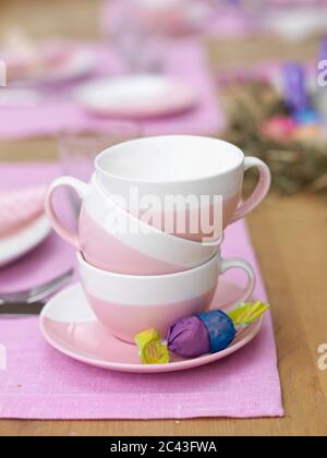 Laid Easter table, Munich, Bavaria, Germany Stock Photo