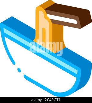 liquid cheese in fondue skewer bowl isometric icon vector illustration Stock Vector