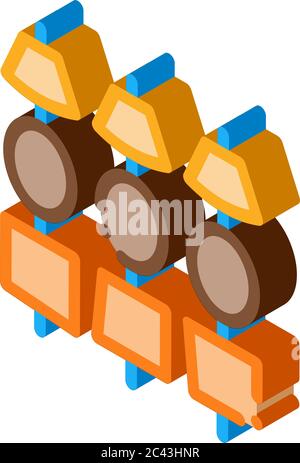 cheese fondue on skewers isometric icon vector illustration Stock Vector