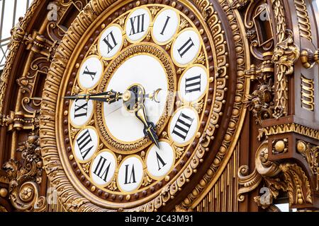 Large gold clock in the Musee d'Orsay, Paris, France Stock Photo