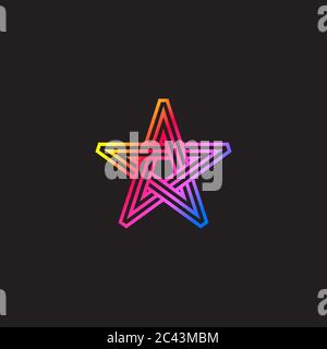 Gradient impossible star on black background Stock Vector